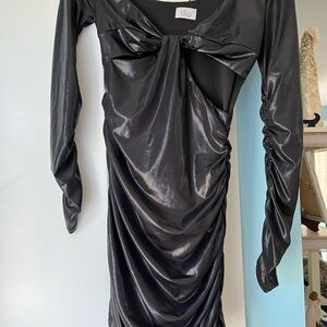 Oh Poly Black Long Sleeve Ruched Dress